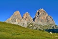 The impressive Langkofel - Sassolungo peaks, Dolomites, Italy. Royalty Free Stock Photo