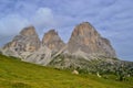 The impressive Langkofel - Sassolungo peaks, Dolomites, Italy. Royalty Free Stock Photo