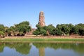 Medieval Prang of Wat Phra Ram Temple Ruins in Ayutthaya Historical Park, Thailand Royalty Free Stock Photo