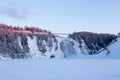 The impressive 83-metre-high Montmorency Fall seen during a blue hour winter morning Royalty Free Stock Photo