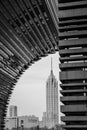 Impressive monochrome shot of Changzhou Cultural Plaza with striking symmetry and geometric shapes