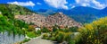 Impressive Morano calabro village,view with hoiuses and mountains,Calabria,Italy. Royalty Free Stock Photo