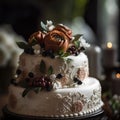 Impressive Multi-layered Wedding Cake with Elegant Details, Capturing the Spirit of Romance and Unity