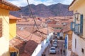 Impressive Narrow Cobblestone Alleys in the Old City of Cusco, Peru Royalty Free Stock Photo