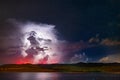 Impressive night scene of the coming storm. Great summer seascape of Adriatic sea, Neum city location, Bosnia and Herzegovina Royalty Free Stock Photo