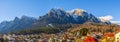 Impressive panorama view on Bucegi Mountains from Busteni City