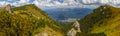 Impressive panorama view on Busteni City from Bucegi mountains Royalty Free Stock Photo