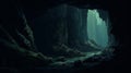 Impressive Panoramic Illustration Of A Dark Cave