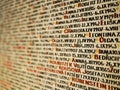 Impressive Pinkas Synagogue wall, covered with the names of the victims of the holocaust, Prague, Czech Republic Royalty Free Stock Photo