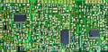 Impressive printed circuit board with many electronic parts Royalty Free Stock Photo