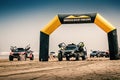 Impressive rally raid buggies on the beach of Plage Blanche on the start line of the Morocco Desert Challenge 2023.