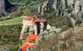 Impressive Roussanou monastery . Meteora, central Greece Royalty Free Stock Photo