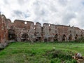 Impressive ruins, from the castle built in 1266, red brick walls, trees on the walls, Castle Brandenburg