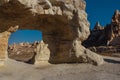 Impressive sandstone forms in a canyon near Chavusin village, Cappadocia, Nevsehir province, Anatolia region, Turkey Royalty Free Stock Photo