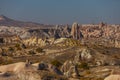 Impressive sandstone forms in a canyon near Chavusin village, Cappadocia, Nevsehir province, Anatolia region, Turkey Royalty Free Stock Photo