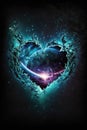 an impressive scifi inspirede heart in spae, blue and violet parts, generative ai technology Royalty Free Stock Photo