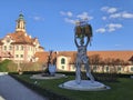 Impressive sculptures of Duchess Diana von Wuerttemberg are located in the Altshausen castle park