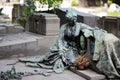 Impressive sculptures on the tombs and monuments of Cimitero Monumentale di Milano or Monumental Cemetery of Milan. Milan, Italy Royalty Free Stock Photo