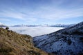 Impressive snow-capped mountains with spectacular views of the sea of clouds Queenstown NZ