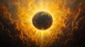 Impressive Solar Eclipse with Explosive Rays of Light Royalty Free Stock Photo