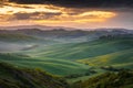 Impressive spring landscape,view with cypresses and vineyards ,Tuscany,Italy