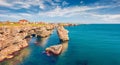 Impressive spring view of popular tourist destination - Tyulenovo cliffs.