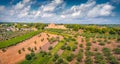 Impressive summer view from flying drone of Abbey of San Giovanni in Venere.