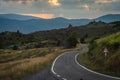 Impressive sunset over the saddle of the generals, a town above the city of Bobbio