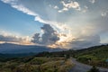 Impressive sunset over the saddle of the generals, a town above the city of Bobbio