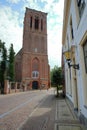 The impressive tower of the historic Nicolaas church Nicolaaskerk in Elburg Royalty Free Stock Photo