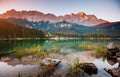 An impressive view of the famous lake Eibsee Royalty Free Stock Photo