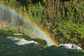 Impressive view of a huge rainbow over the Iguazu falls, Foz do Iguacu, Brazil, South America