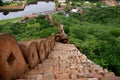 Impressive view of the steep steps to the wall of Amber fort, Jaipur, India Royalty Free Stock Photo