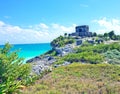 Impressive views of the sea and the Mayan temple