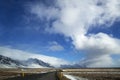 Impressive volcanic landscape at the ringroad in Iceland