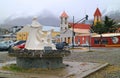 Impressive white sculpture on the waterfront of the southernmost city in the world, Ushuaia of Argentina