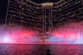 Wynn palace macau, nightitme fountain, water feature with large water jets