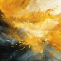 Impressive yellow and black paint splashes with flowing textures