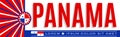 Panama patriotic banner design, typographic vector illustration, Panamanian flag colors