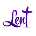 Lent Religious Tradition Season, Vector Lettering illustration with Cross Royalty Free Stock Photo