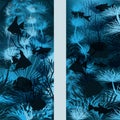 Underwater vertical banners with tropical fish