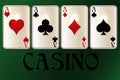 Set poker cards, casino background, vector Royalty Free Stock Photo