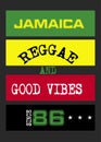 Jamaica reggae and good vibes,t-shirt design fashion vector