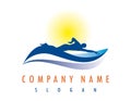 Swimmer logo design on white background Royalty Free Stock Photo