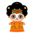 Day Of The Dead Classic Mexican Catrina Doll vector illustration. Royalty Free Stock Photo