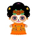 Day Of The Dead Classic Mexican Catrina Doll vector illustration.