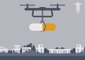 A drone is carrying a pill