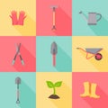 Set of garden tools, gardening design elements.