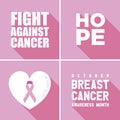 We fight together cancer banner, hope heart, breast cancer.  Illustration Royalty Free Stock Photo
