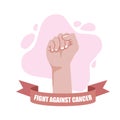 Fight against cancer banner with closed fist